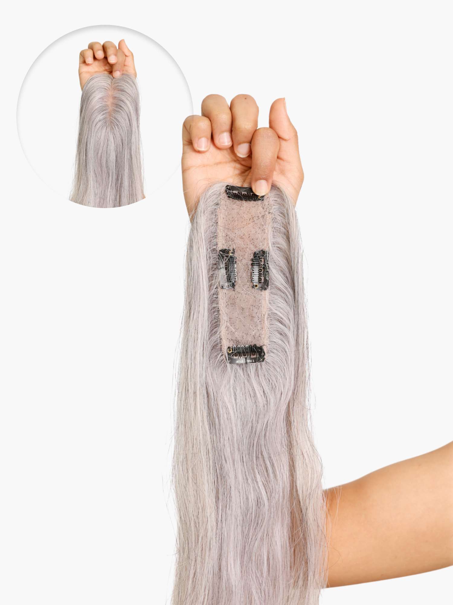 1.5x5" Salt & Pepper Silk Hair Topper