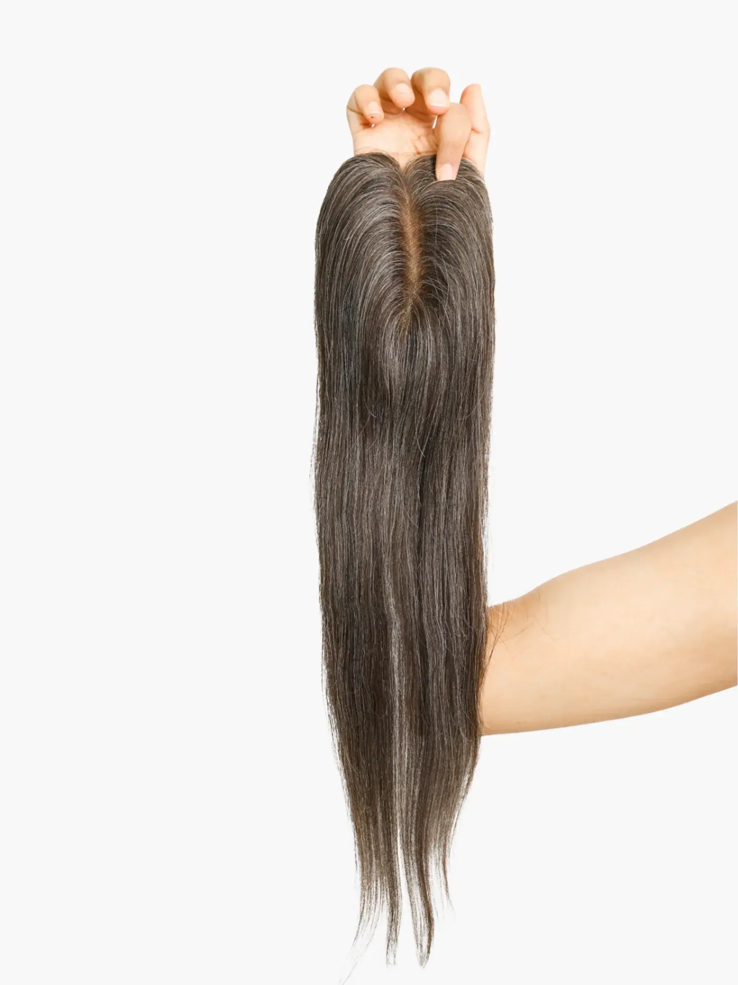 1.5x5" Salt & Pepper Silk Hair Topper - Image 2