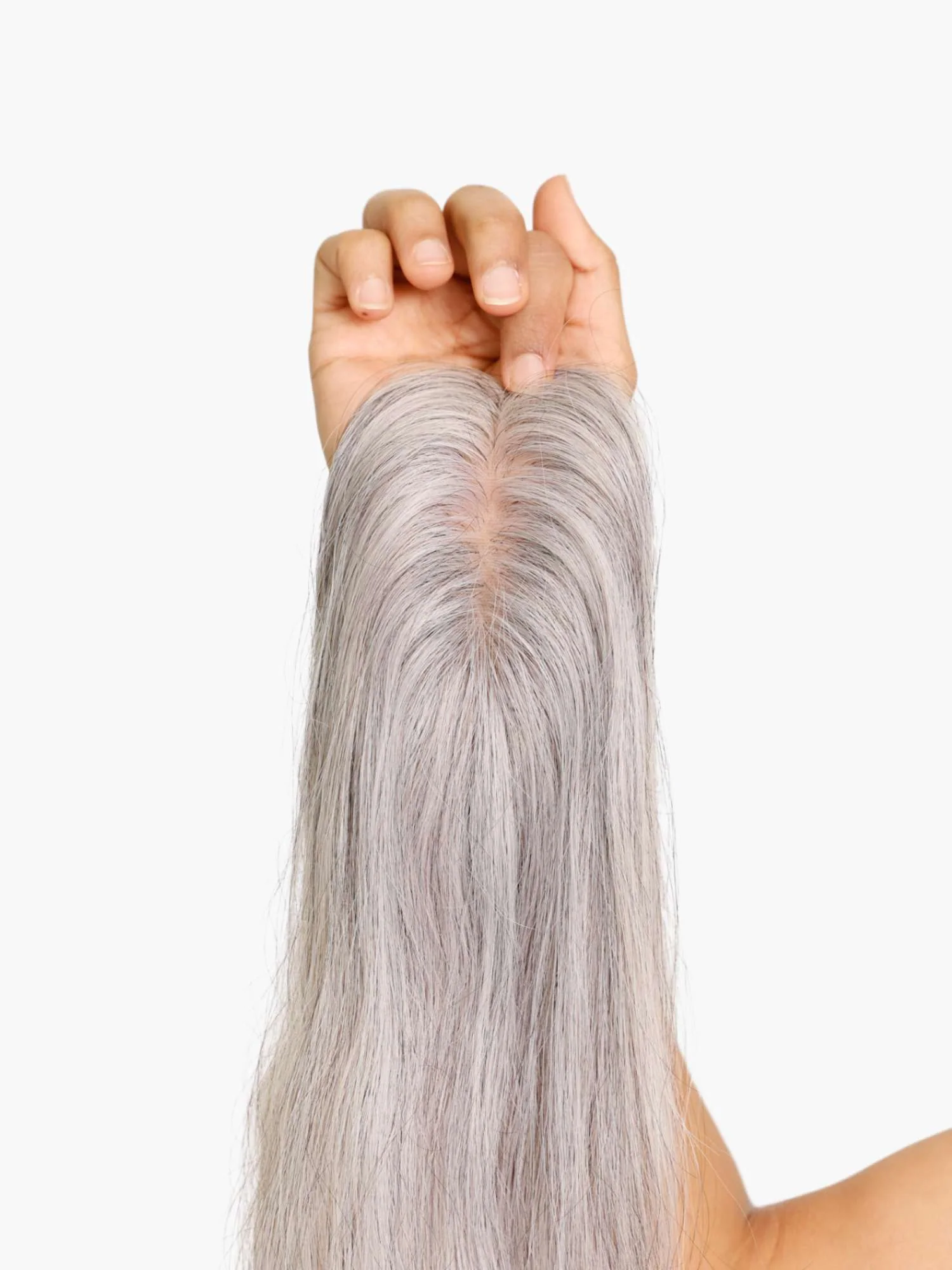 1.5x5" Salt & Pepper Silk Hair Topper - Image 3