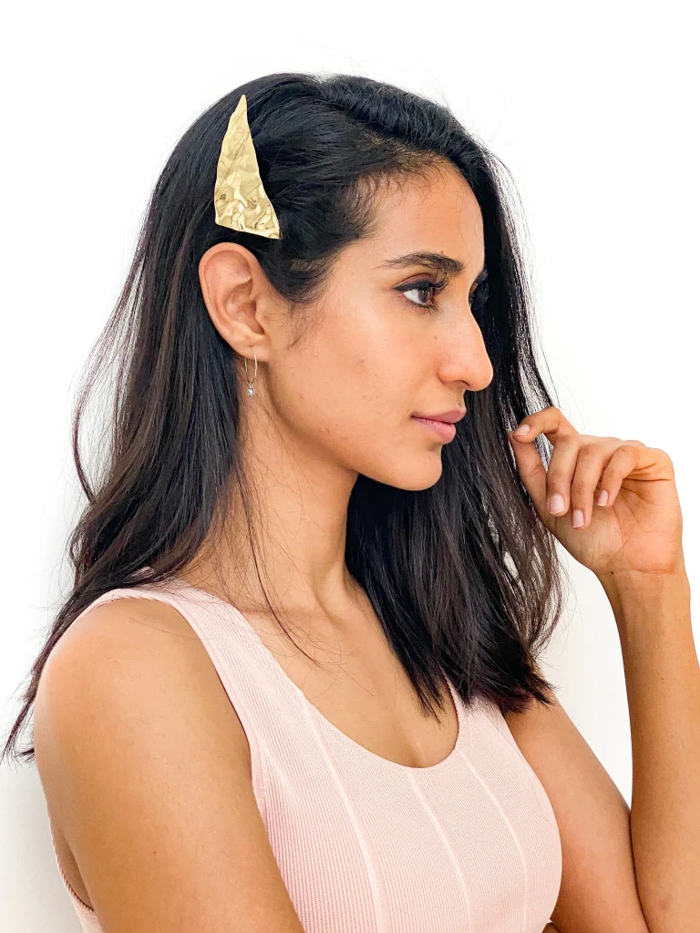 Stone Effect Triangle Metal Hair Barrette - Image 4